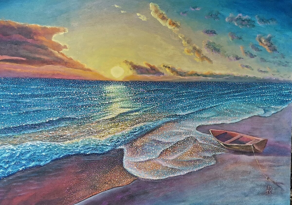 Налетающий бриз и шипенье волны''  масло, холст 50*70 см , цена 30 000р , доставка почтой СДЭК,  рады будем встретить в сообществе    https://vk.com/club109222522