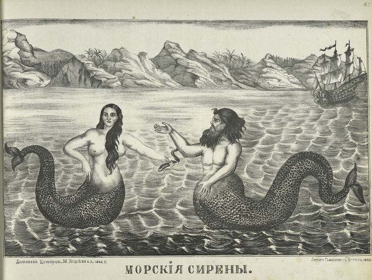 Морские сирены. Лубок. 1866 год. 
© New York Public Library
