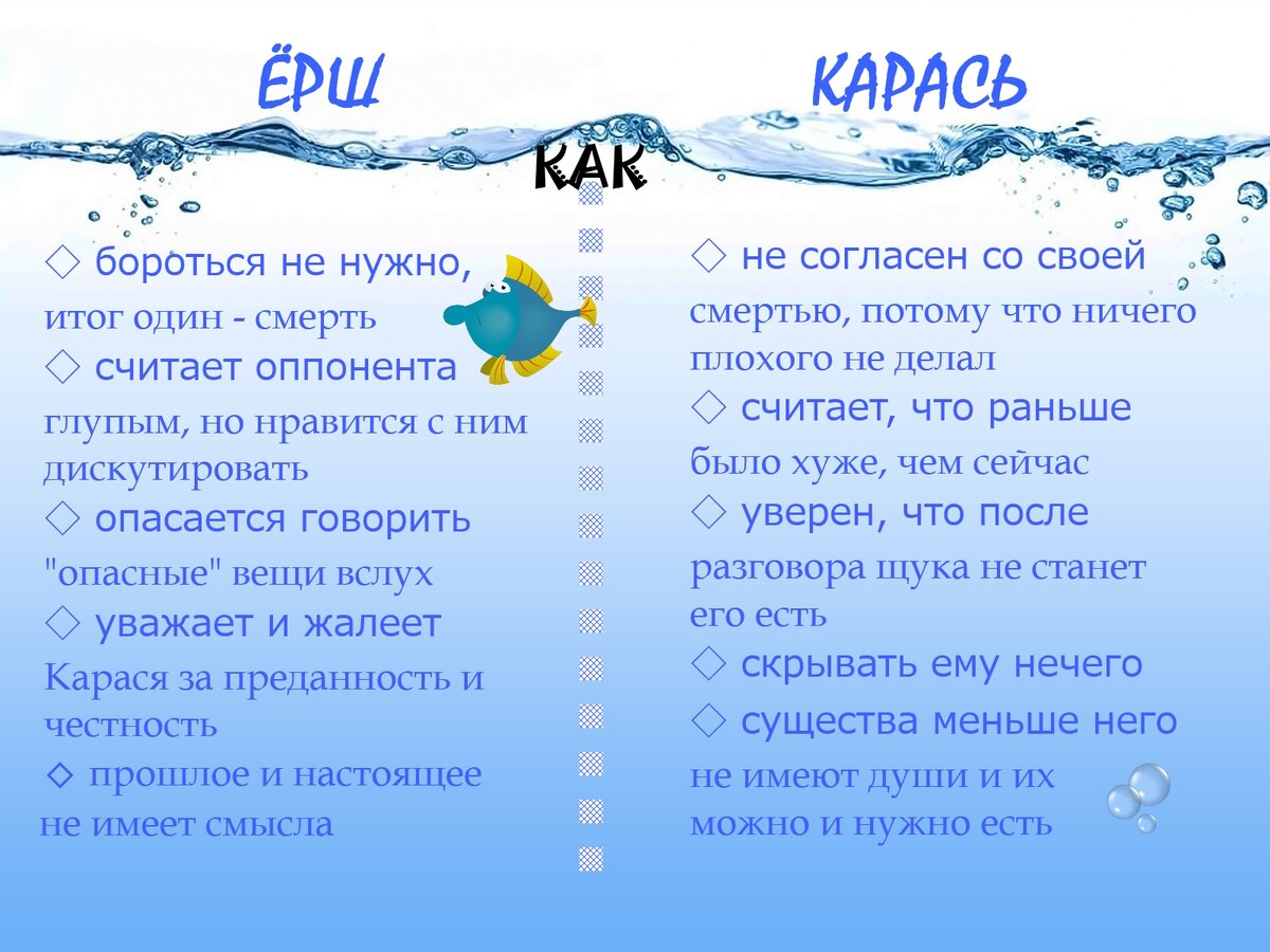 Сравнительная характеристика Ерша и Карася