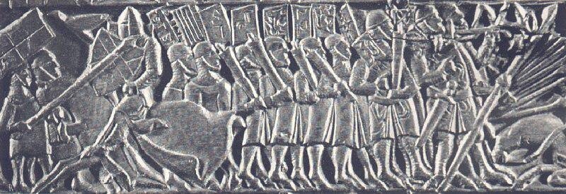 Фламандцы с годендагами. Барельеф на Сундуке из Куртре.