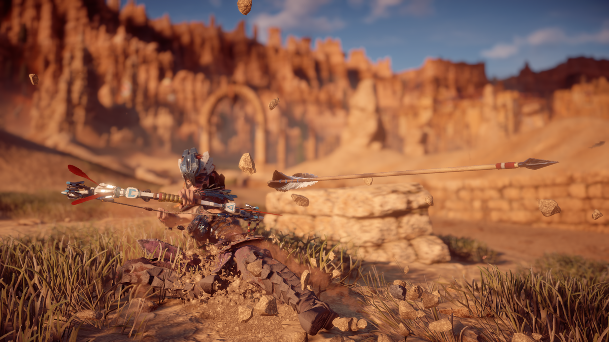 Автор kmahna с Reddit. Стрелы Элой летят быстро, и, чтобы зафиксировать их в таком положении, нужна сноровка. У автора получилось с 60 раза. 