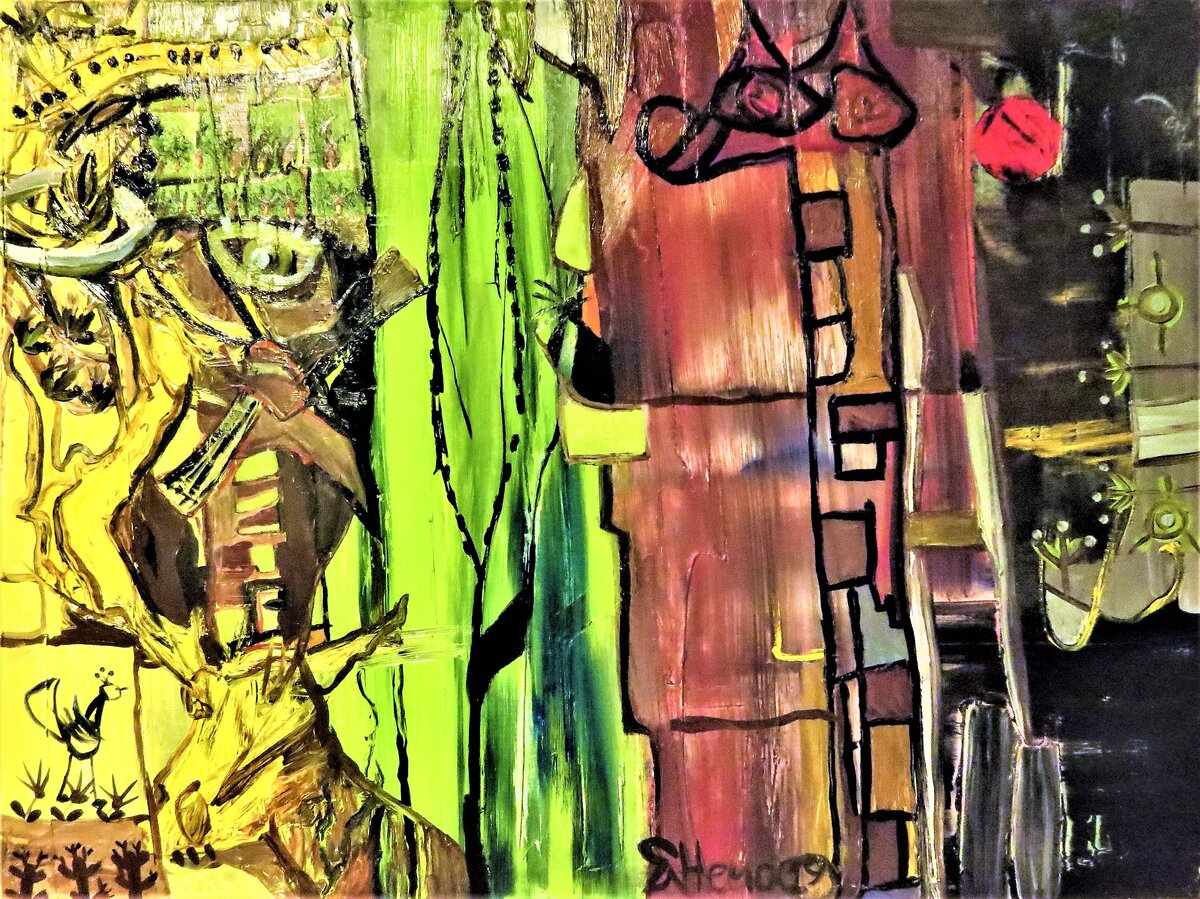 На фото: Нечаева Е.А., "Зоопарк-2019", холст на подрамнике, масло, 80 см на 60 см