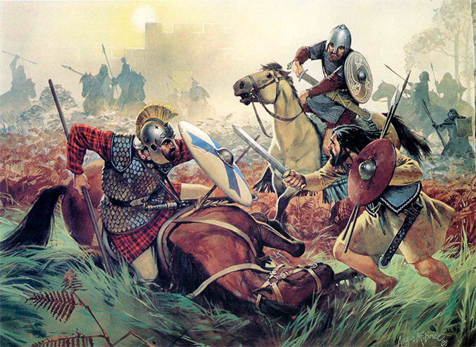 Современный рисунок, изображающий схватку византийцев и германцев. Источник: mtdata.ru