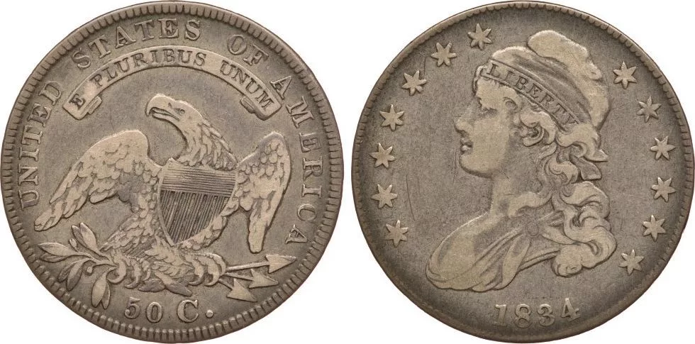1/2 доллара (50 центов) США, 1834 год