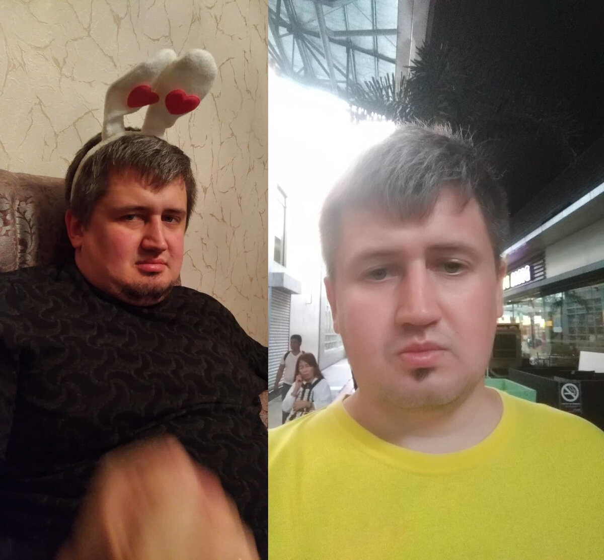 Фото до и после прилета на Филиппины.