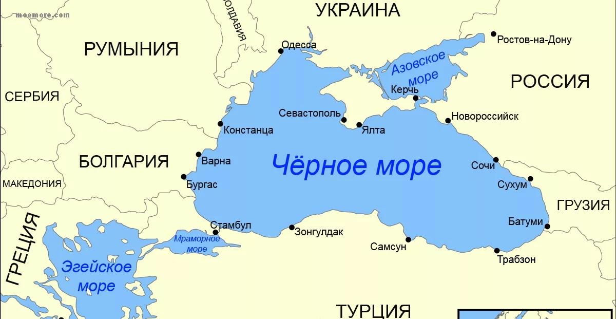 Карта побережья черного моря и азовского моря