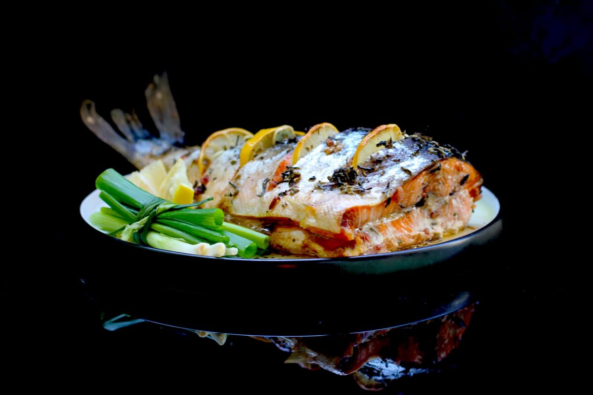 Лосось, запечённый с зелёным чаем и кунжутным маслом, от Елены @urbanistka_vl