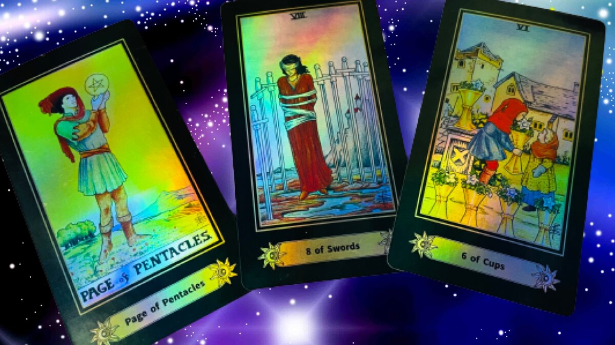 1 вариант - паж пентаклей, 8 мечей, 6 кубков