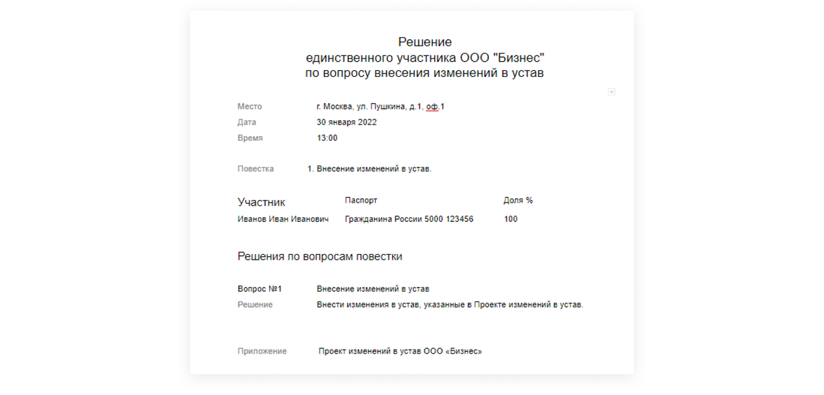 Зафиксируйте принятые решения в документе, даже если вы единственный участник компании 
