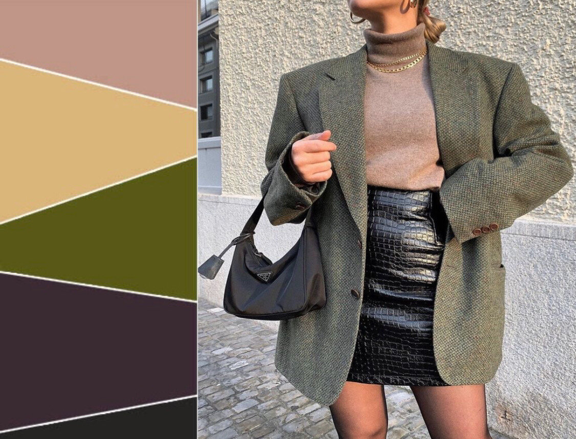 С этой палитрой цветов ваш образ не будет выглядеть мрачно , наоборот стильно и дорого. 