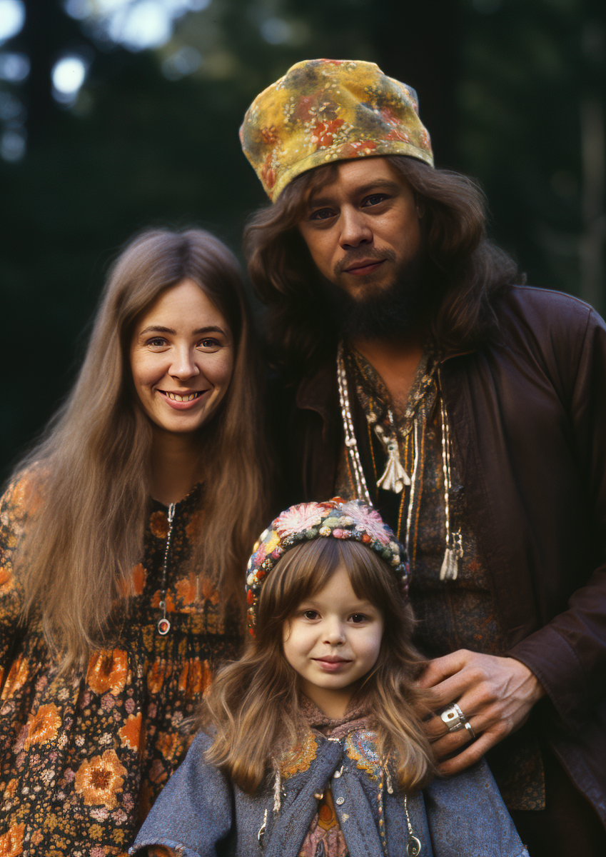 Хреновы в образе хиппи.