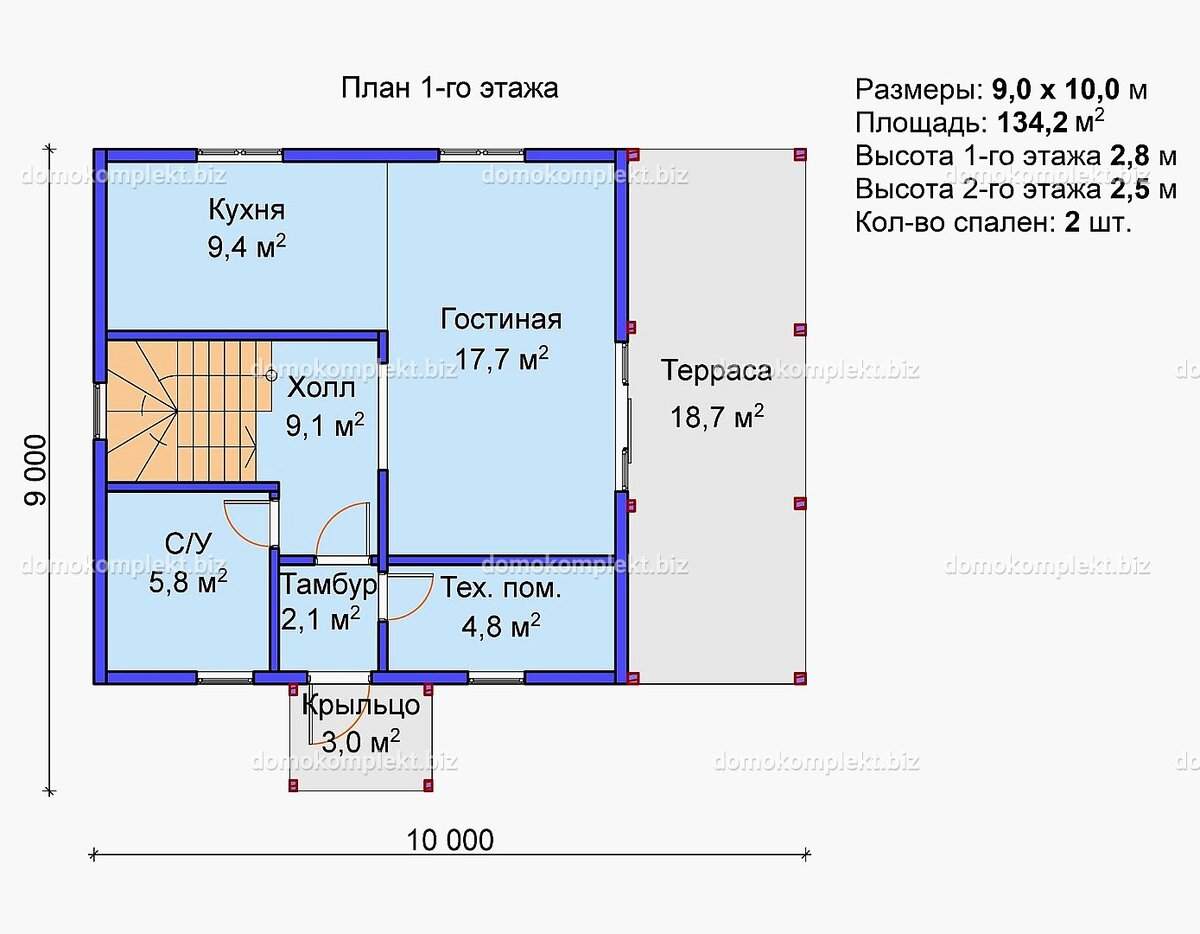 Планировка дома из СИП панелей (1-го и 2-го этажа в галерее)