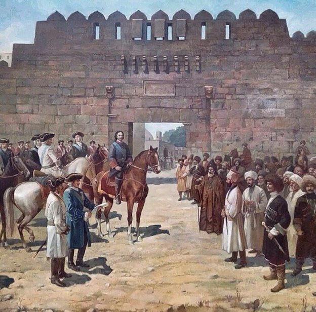 Петр Великий вступает в Дербент