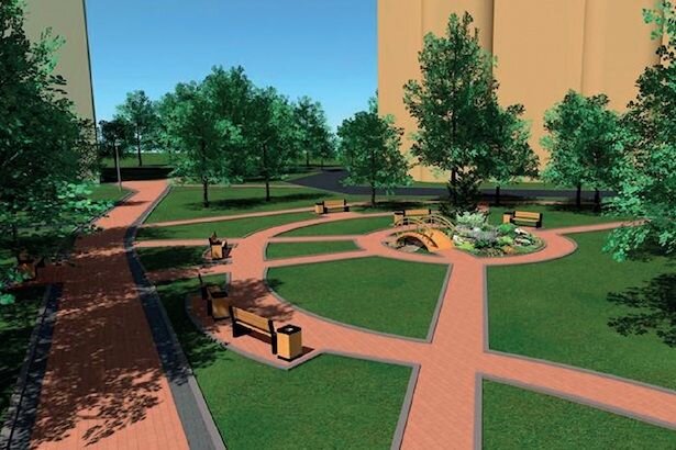 Проект пешеходного пространства в 1 микрорайоне