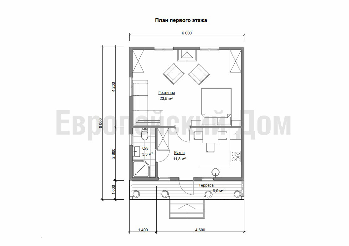 Планировка первого этажа. Источник фото: dom-bt.com