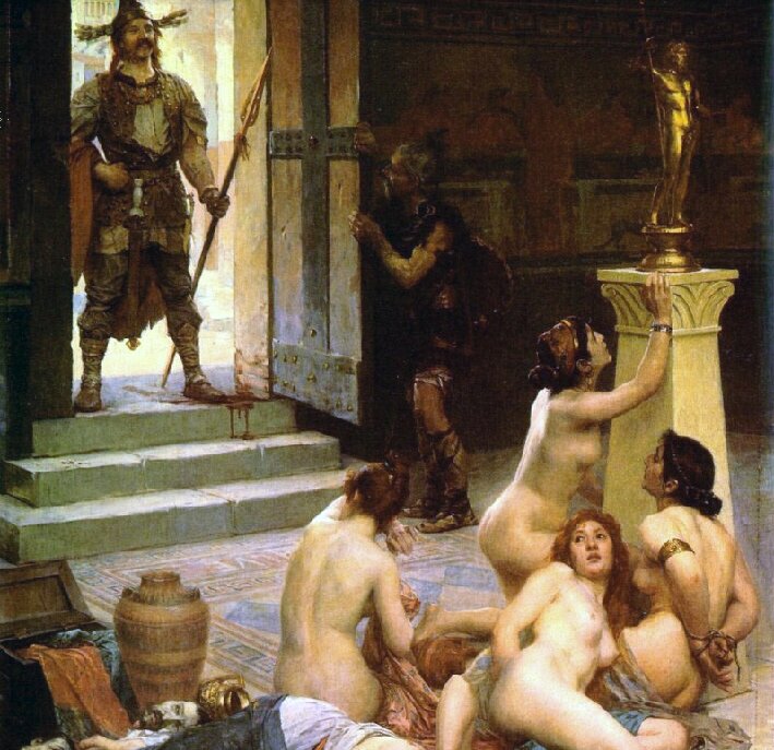 Вождь галлов и римские наложницы. Фрагмент картины Поля Жамена "Трофеи Брена".