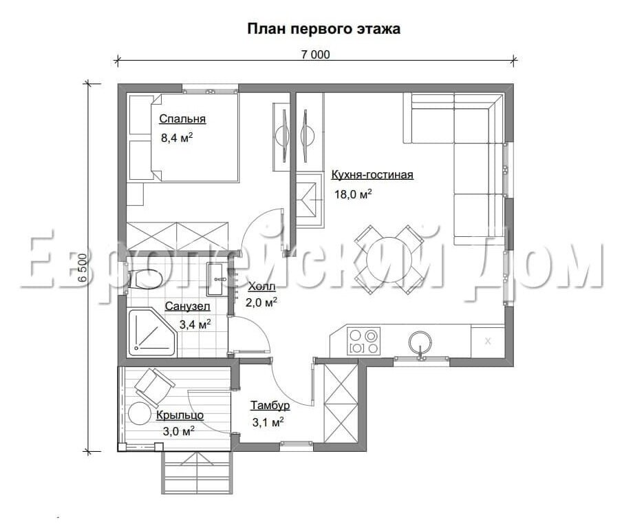 Прямоугольный многоскатный дом 6х7 отличный вариант для зимы