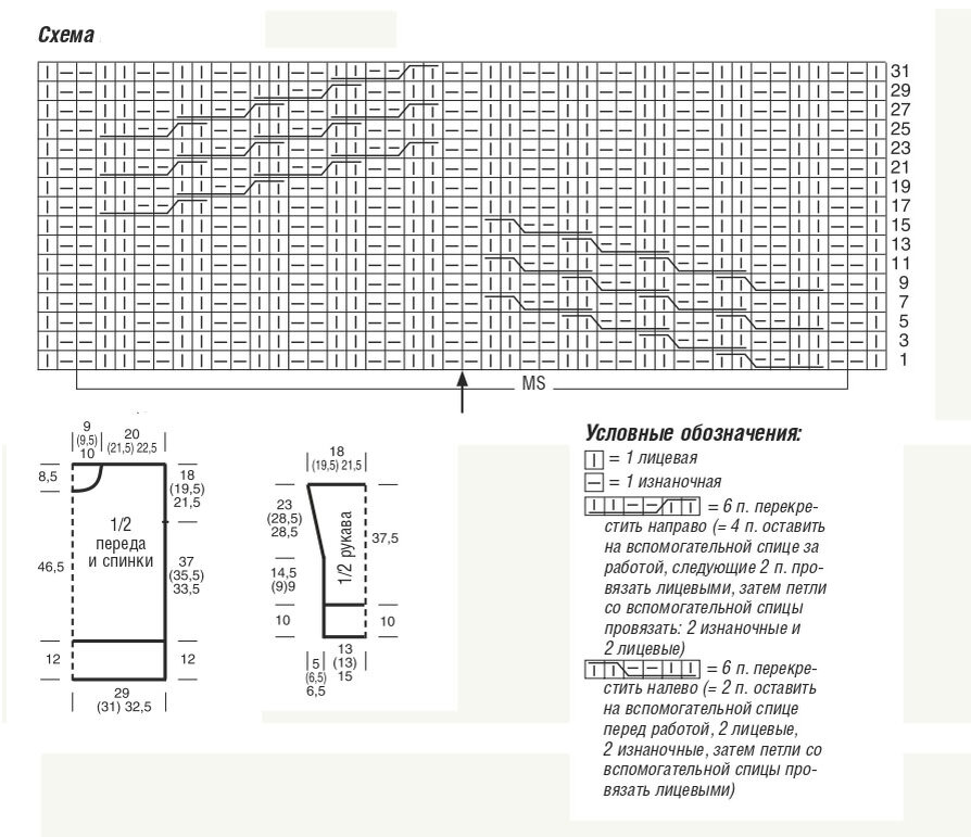 схема пуловера спицами