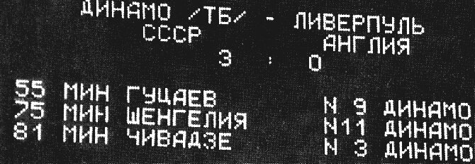 Табло после финального свистка первого в истории матча кубке чемпионов в Тбилиси