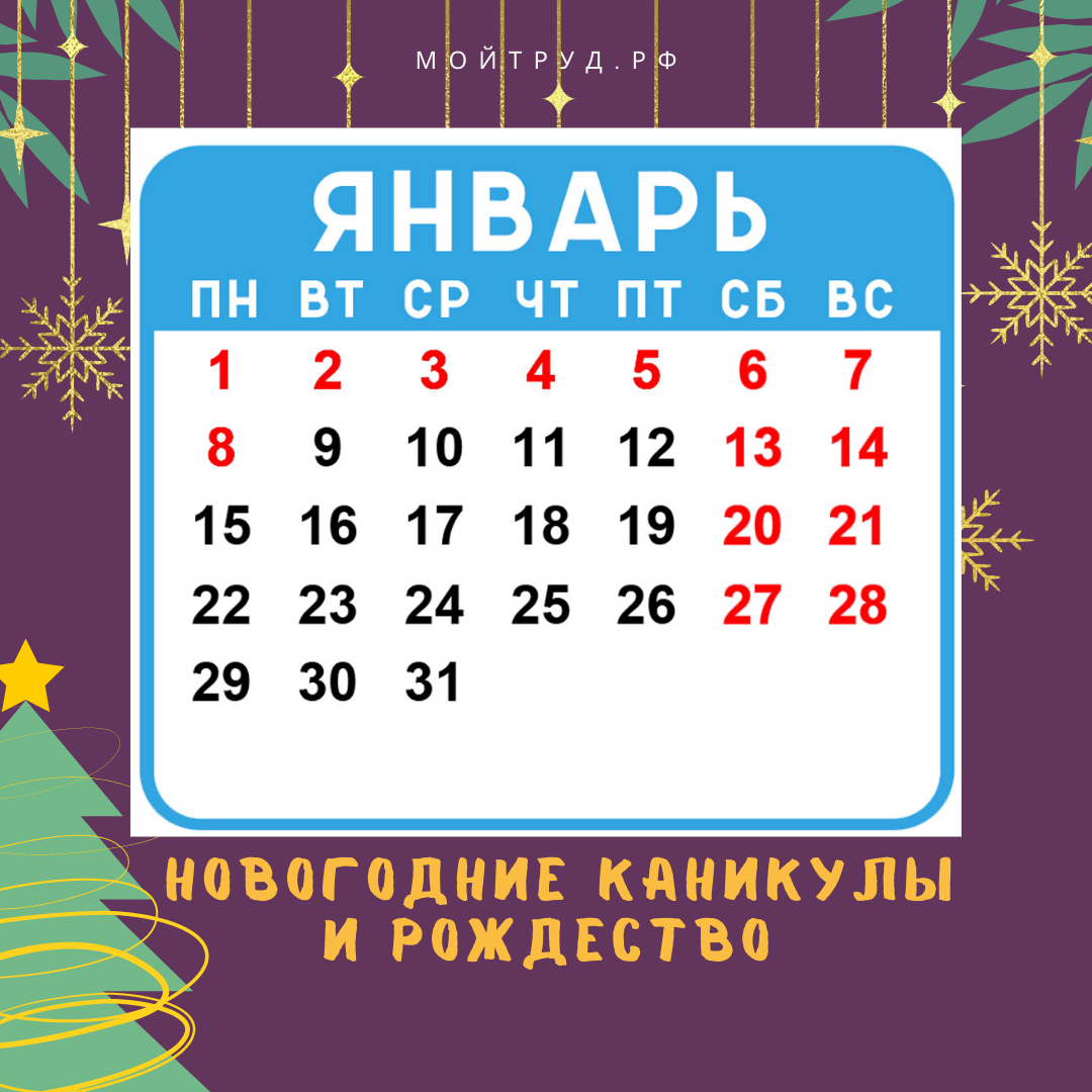 Праздники и новогодние каникулы в январе 2024