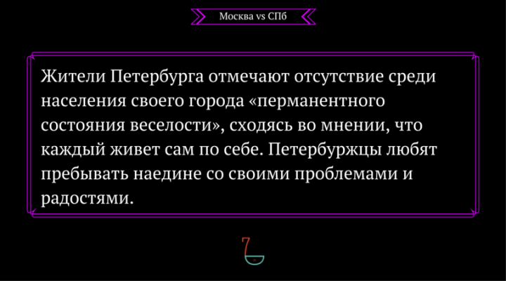 Представители компании «КОМКОН-СПб» на основании исследования различных целевых групп попытались составить психологический портрет москвича и петербуржца. Результаты выявили в определенной степени противоположные образы.
