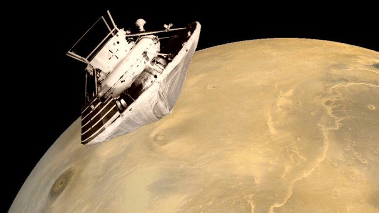 Рисунок 1. Орбитальный и спускаемый аппарат «Марс-6» [http://zelenyikot.com/mars-6/]