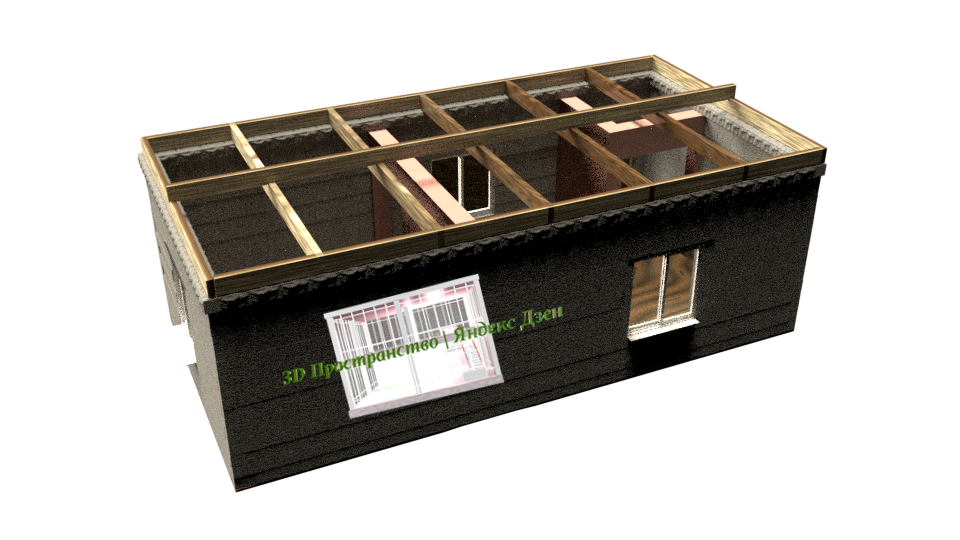 Мауэрлат - перимотровый дощатый пояс кровли. По центру показан лежень - основа для конька