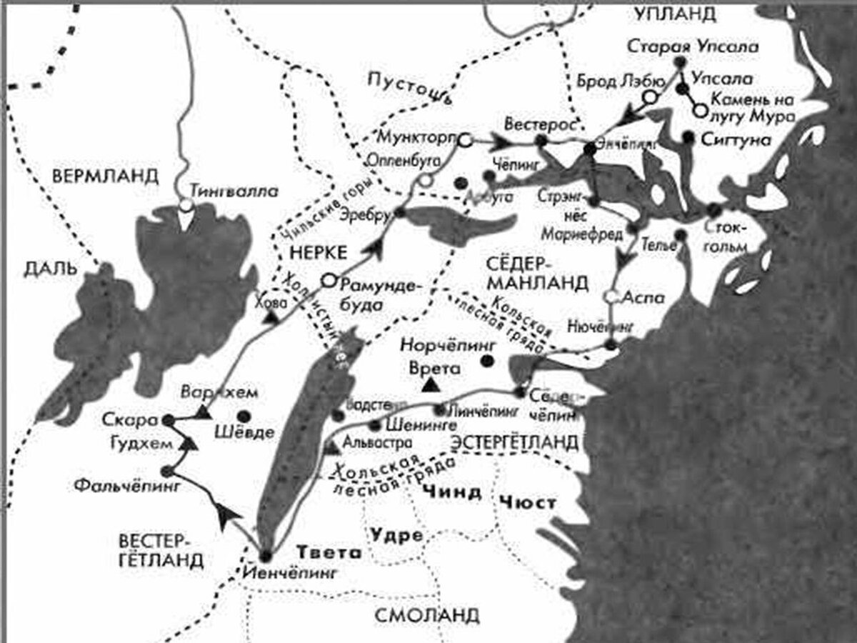 Карта средневековой Швеции 