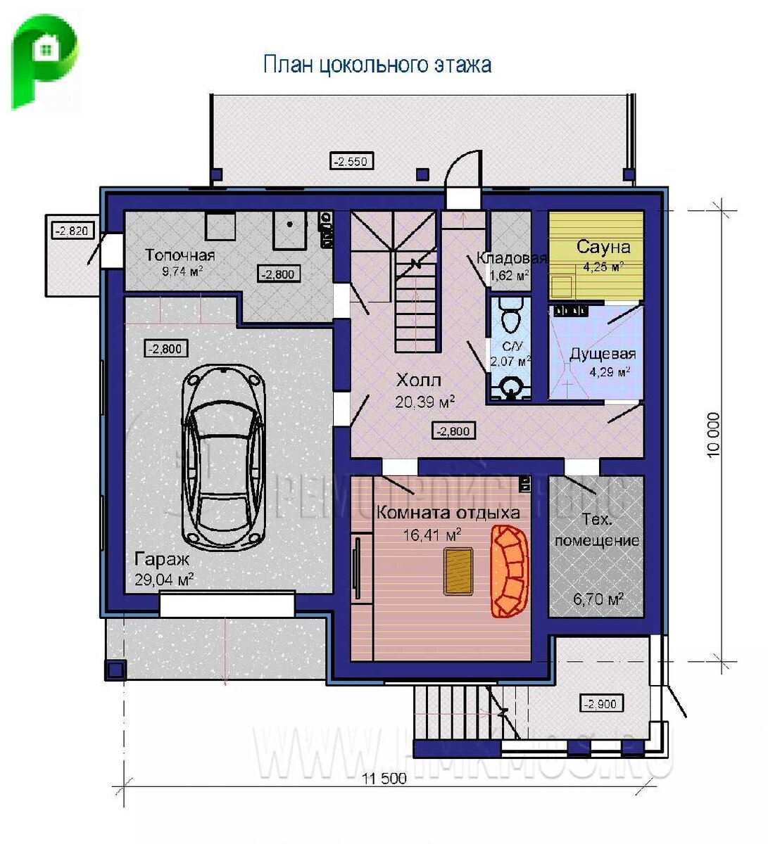 Планировка 0 этажа (первого этажа) по проекту M-328