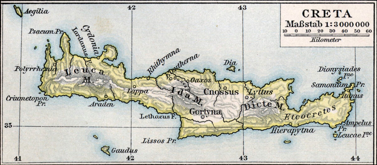 о.Крит, древняя карта.