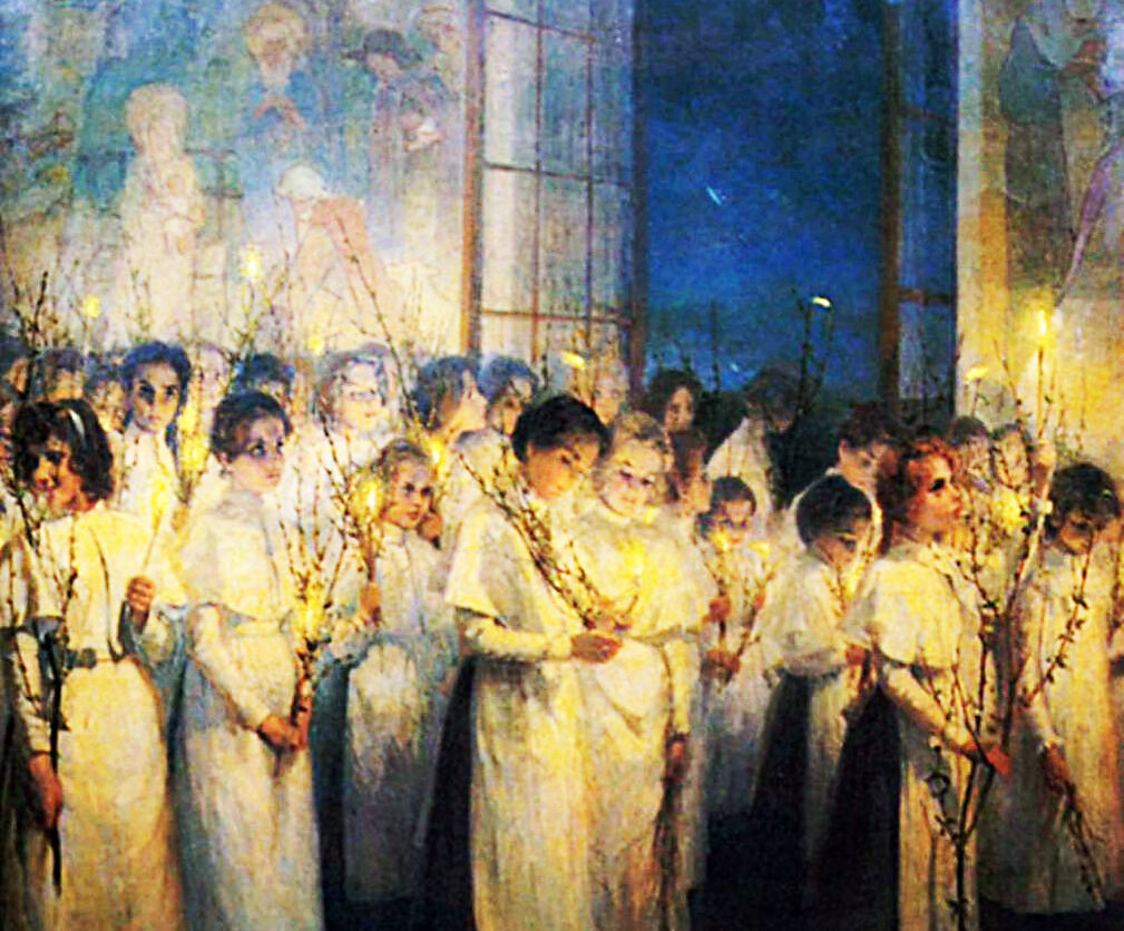 С. Блонская. «Девочки. Вербное воскресенье». 1900.