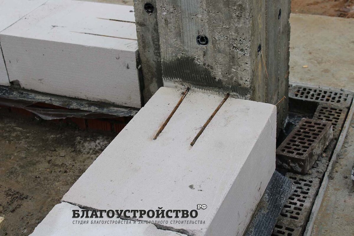 привязка блока к колоннам