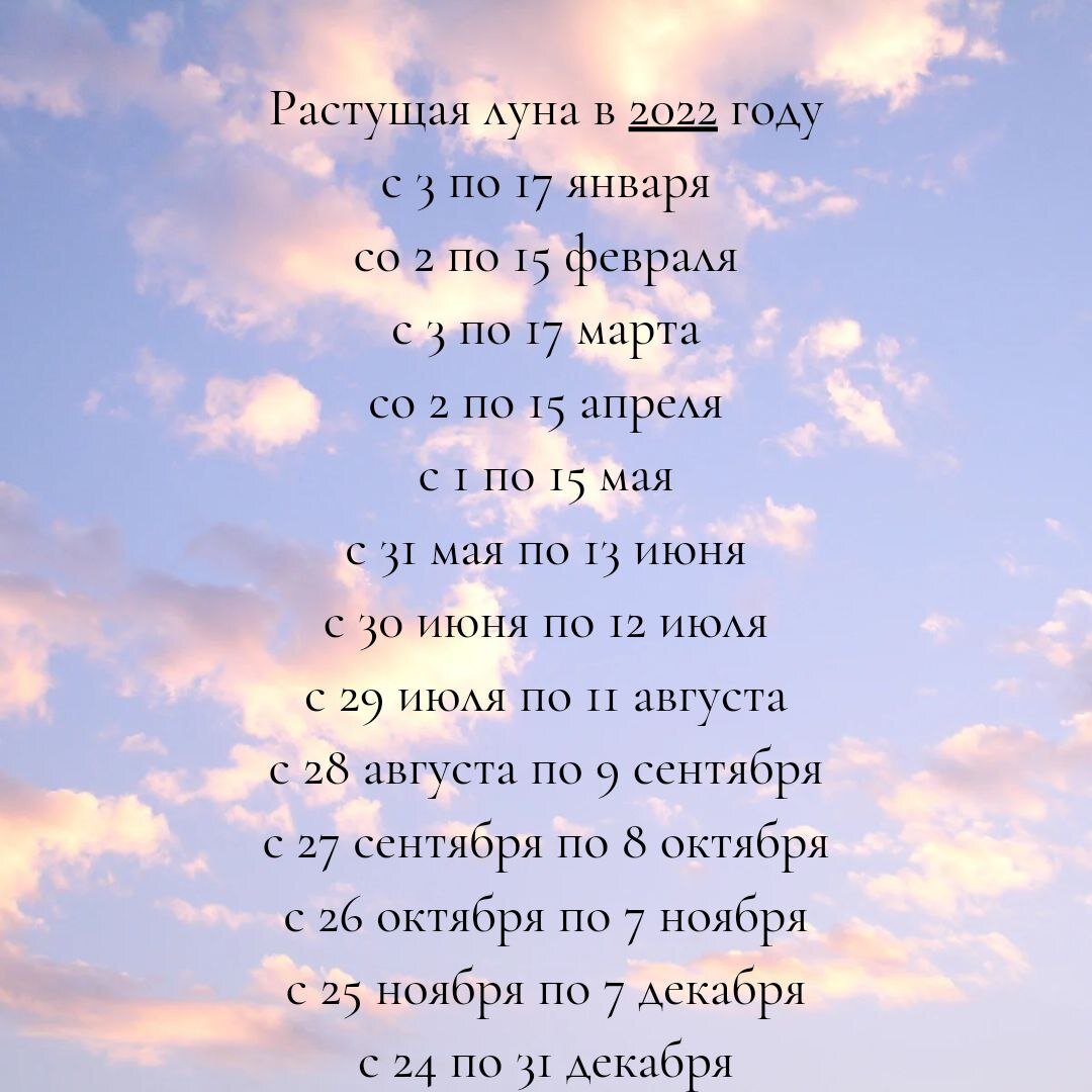 Растущая луна в 2022 году