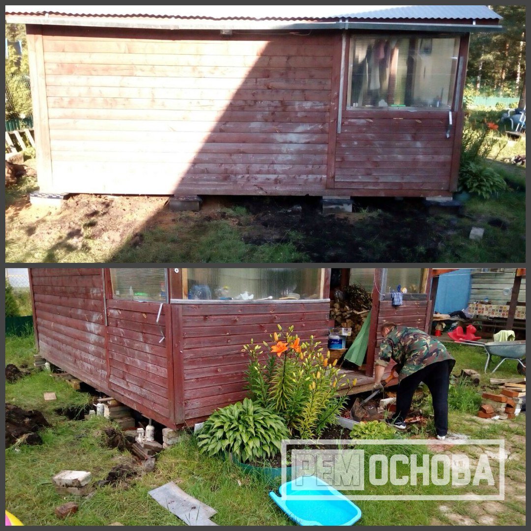 Подъем бани на блоки в СНТ "Синявино-2"
