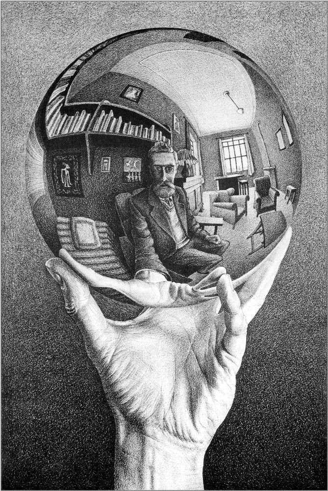 Эшер. Рука с отражающей сферой (1935)