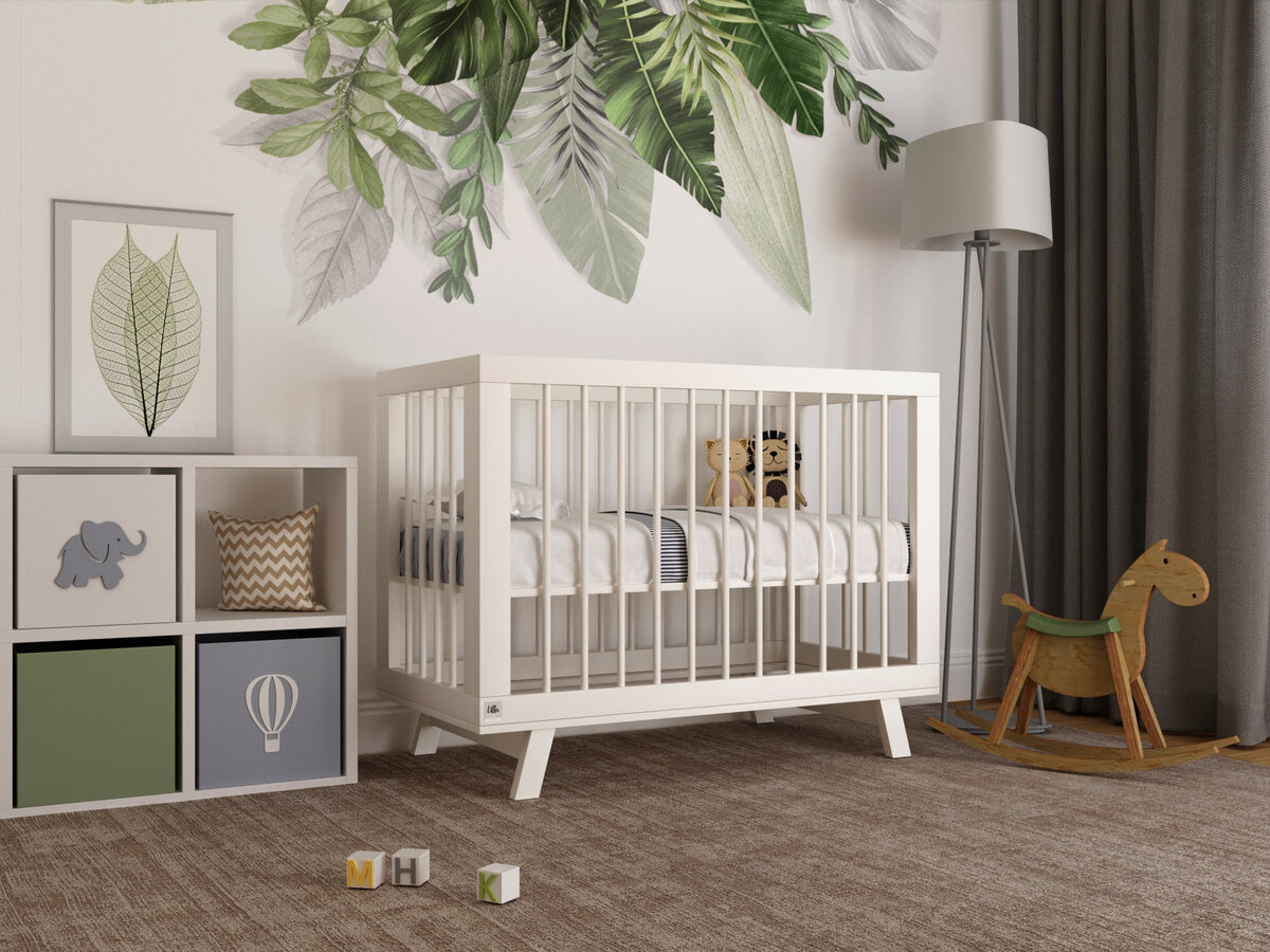 Редкий пример элегантной кроватки в классическом сканди-стиле