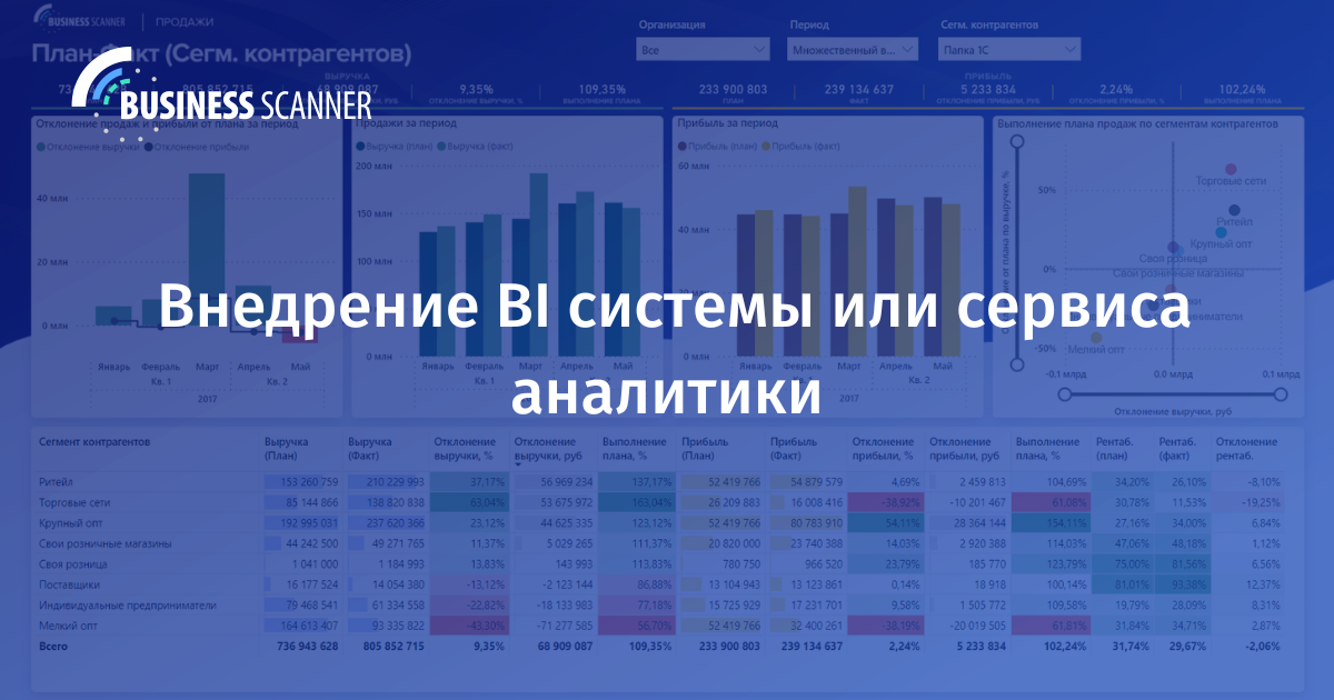Внедрение BI системы или сервиса аналитики Business Scanner