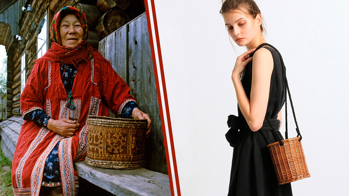 Слева - старинный туесок. Справа - современная женская сумочка. Юрий Кавер/Sputnik; aliexpress.ru 