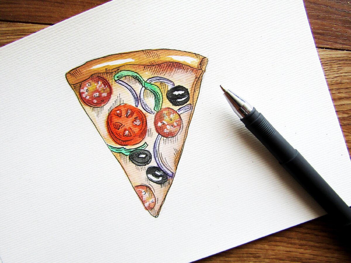 Рисунки с пиццей супер легкие с карандашом