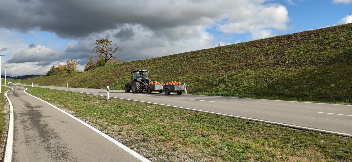 Трактор с тыквенным паровозом