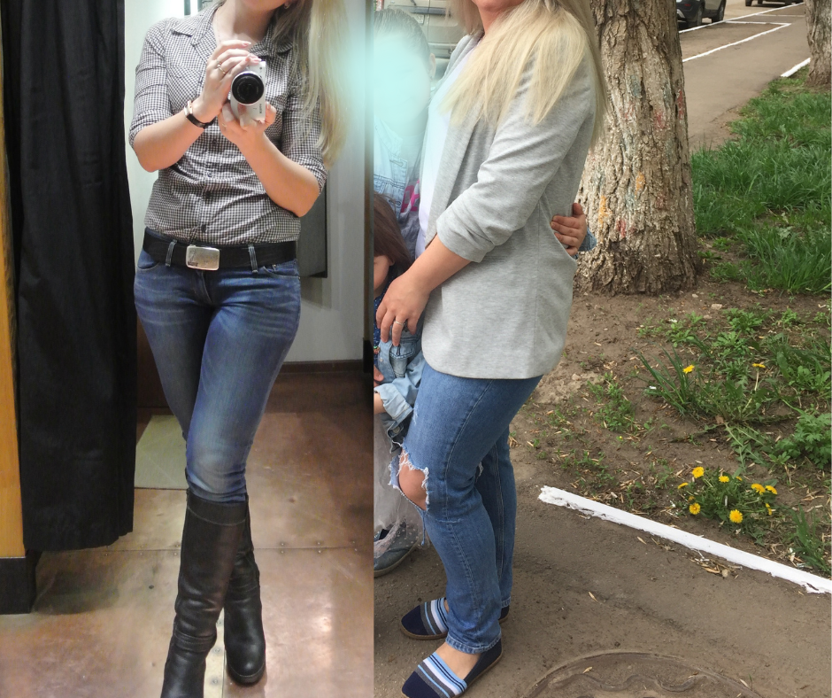 Слева конец 2013 года - вес 60-62, лето 2020 года - вес 83 кг