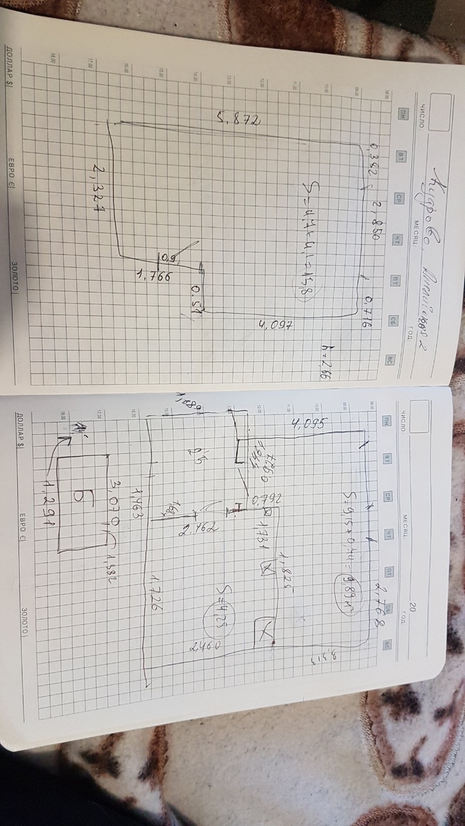 Планировка квартиры. Размеры снятые по факту.