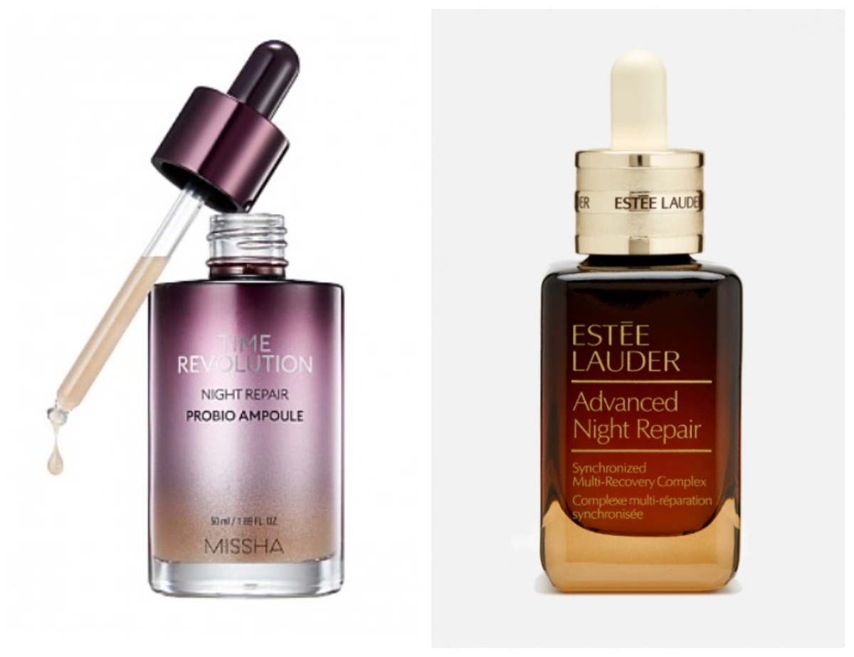 Advanced Night Repair от Estee Lauder стоит порядка 6-8 тысяч рублей,  в то время как Time Revolution от Missha можно на скидках найти за 1700. 