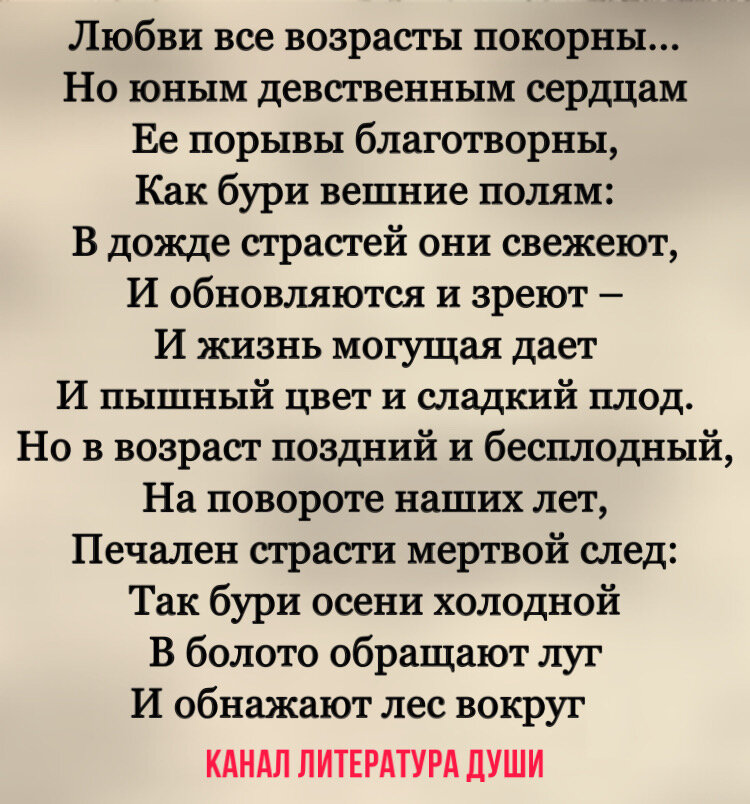 Стихи Пушкина о любви: