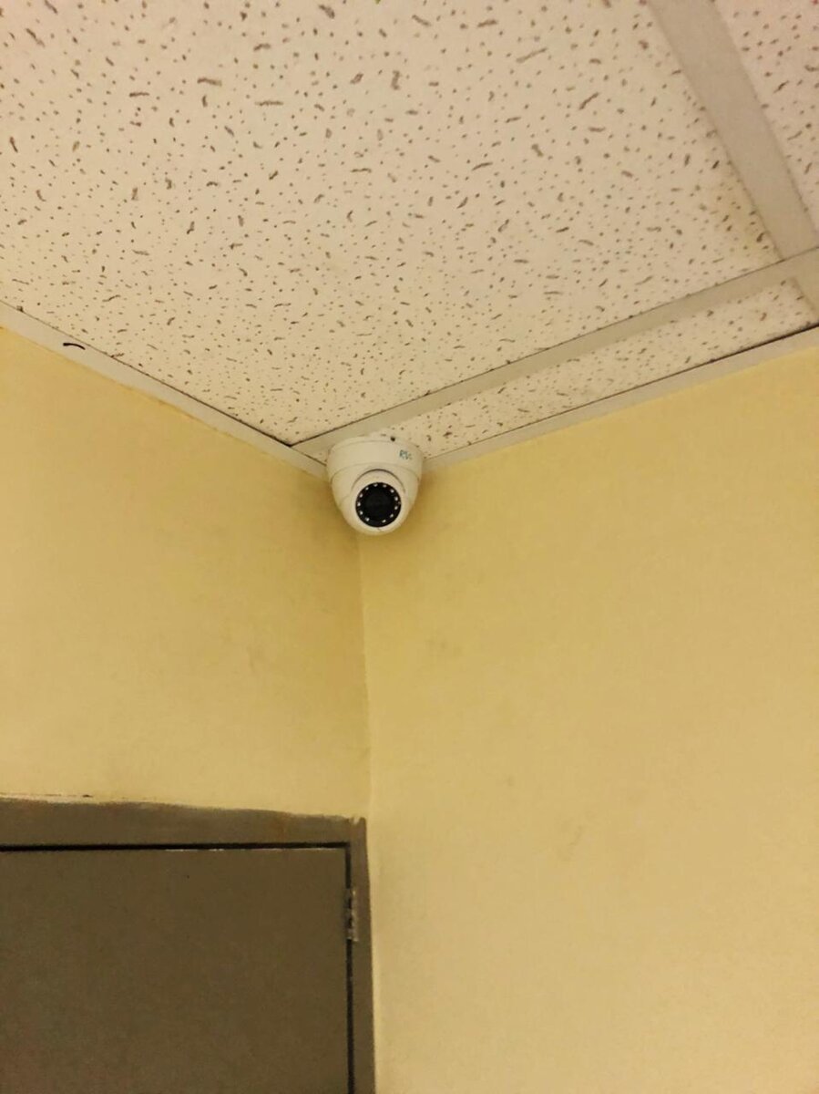 купольная камера RVI для наблюдения за входом в офис