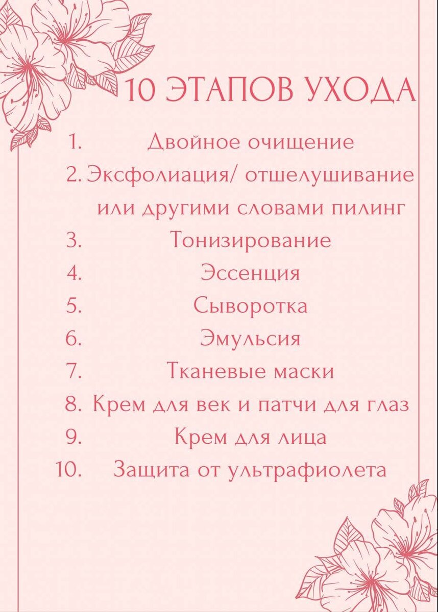 Памятка для ухода за кожей