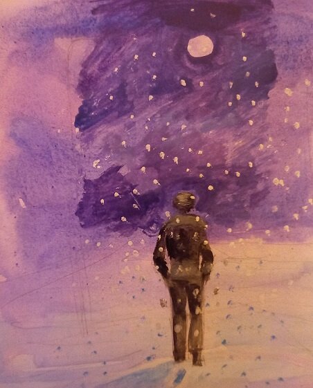 Бумага, акварель. Авторский рисунок