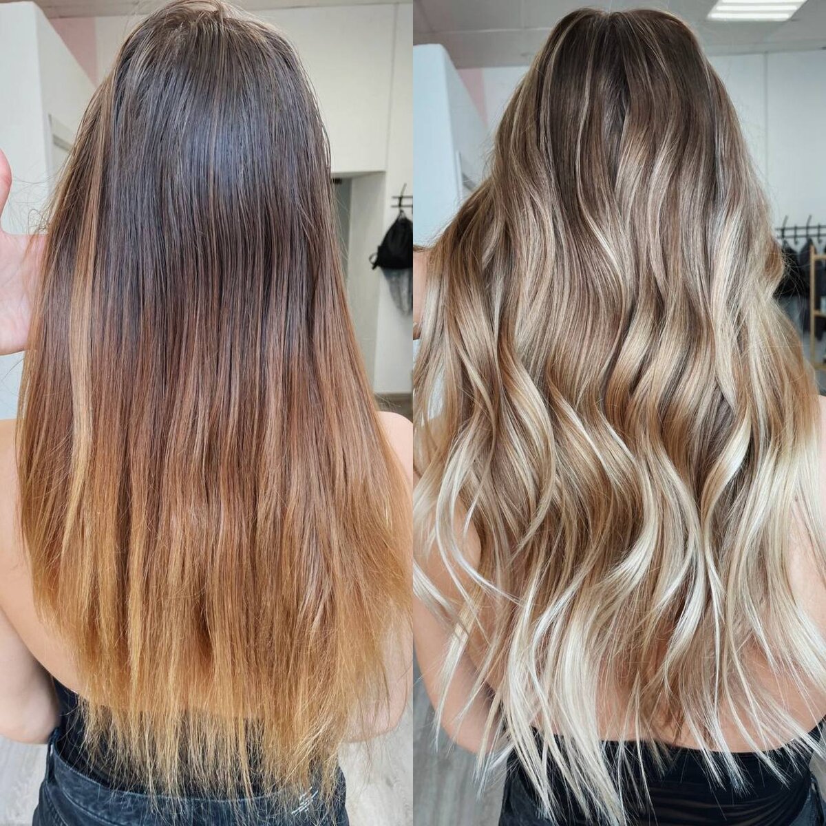 Фото ДО/ПОСЛЕ работы стилиста в Kosa Colour Studio
