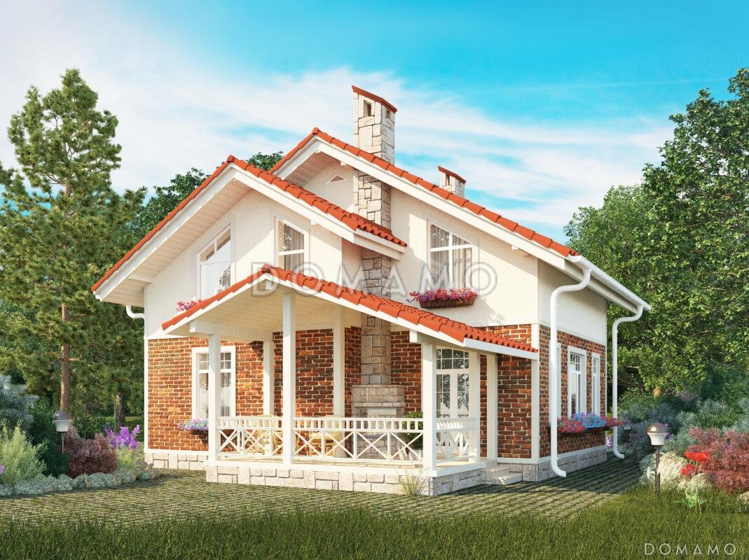 Проект D505 — коттедж с барбекю на террасе