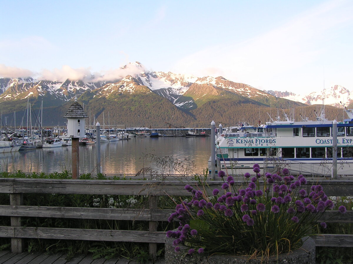 Идем дальше. На фото справа прогулочное судно до ледника в национальном парке Kenai Fiords.